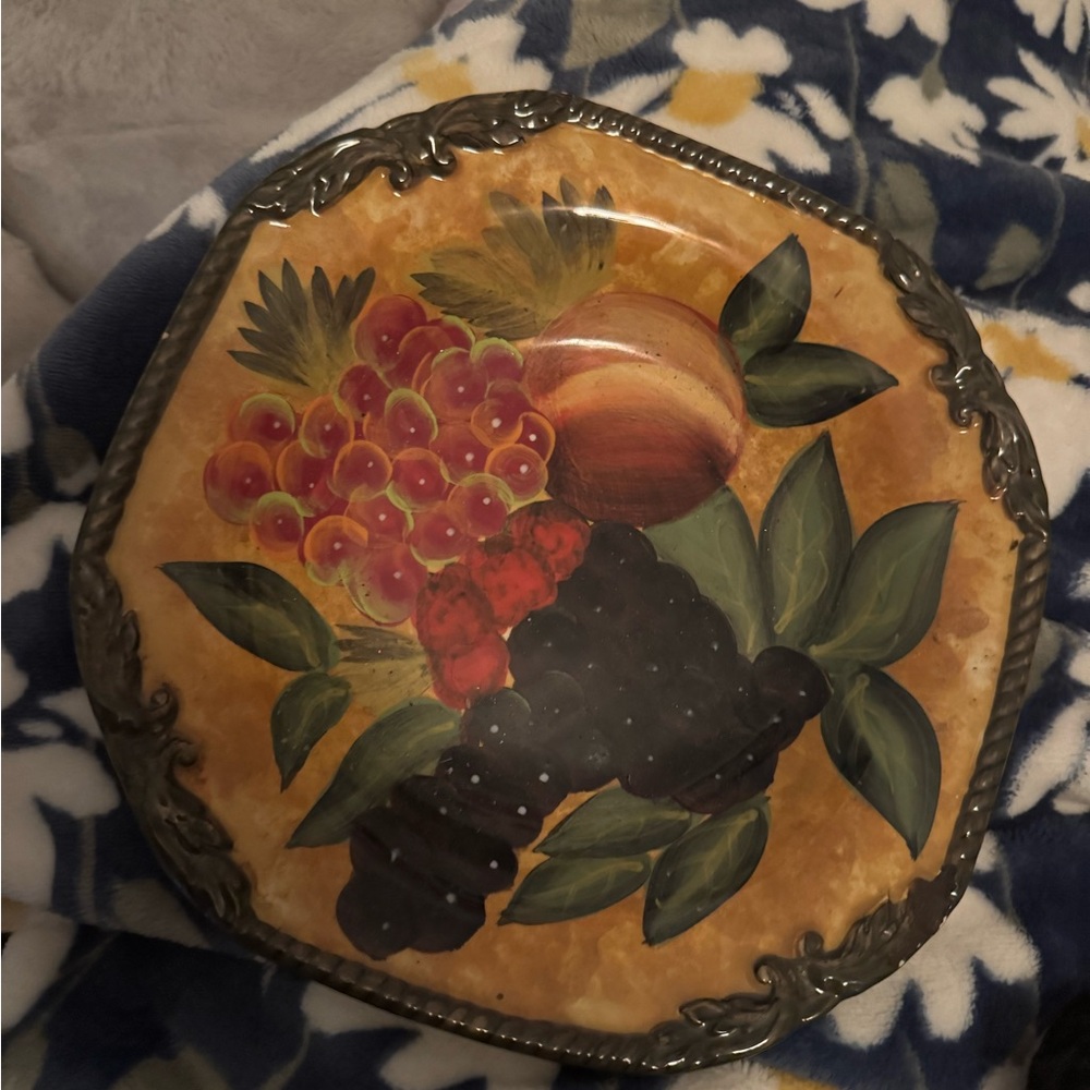 Decorative Fruit Tin with Metal Trim